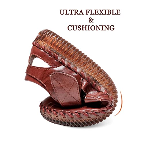 Hesbiteul Mens Sport Sandals Breathable Outdoor Fisherman Shoes Adjustable Closed Toe Summer Leather Loafters #TOP4