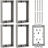 4 Packs 1/2 Inch Single Gang Outlet Box Extender with 8 Screws for 1 Gang Electrical Box Extension Switches (Gray)