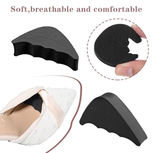 Image of 4 Pairs Shoe Toe Inserts, Adjustable Shoe Filler Inserts for Women Men, One Size Toe Cushion Fillers, Make Shoes Fit Half-Size Cushion Anti Loose & Prevent Heel Sliping (Black)