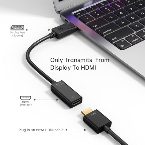 Image of Tobfit 4K Displayport to HDMI Adapter, Uni-Directional Gold-Plated Displayport (DP) Male to HDMI Female Adapter Compatible with HP, Dell, Lenovo & More