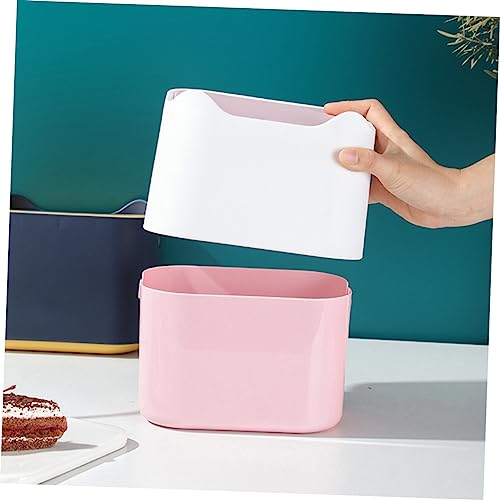 Papelera pequeña de escritorio con tapa rosa miniatura 4