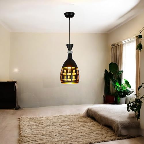 Image of GreyWings Contemporary Dome Hanging Pendant Light for Ceiling, Black Aluminium, Antique Style, E-27 Holder (Bulb is not Included) Pack of 1