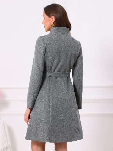 Image of Allegra K Pea Coats for Women Long Winter Stand Collar Belted Single Breasted Trench Coat 2025
