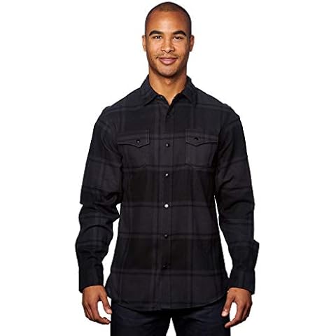 Burnside Men's Snap-Front Flannel Shirt M BLACK Cover
