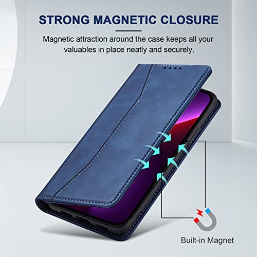 Image of Jasonyu Flip Wallet Case for iPhone 13 Pro Max,Blue