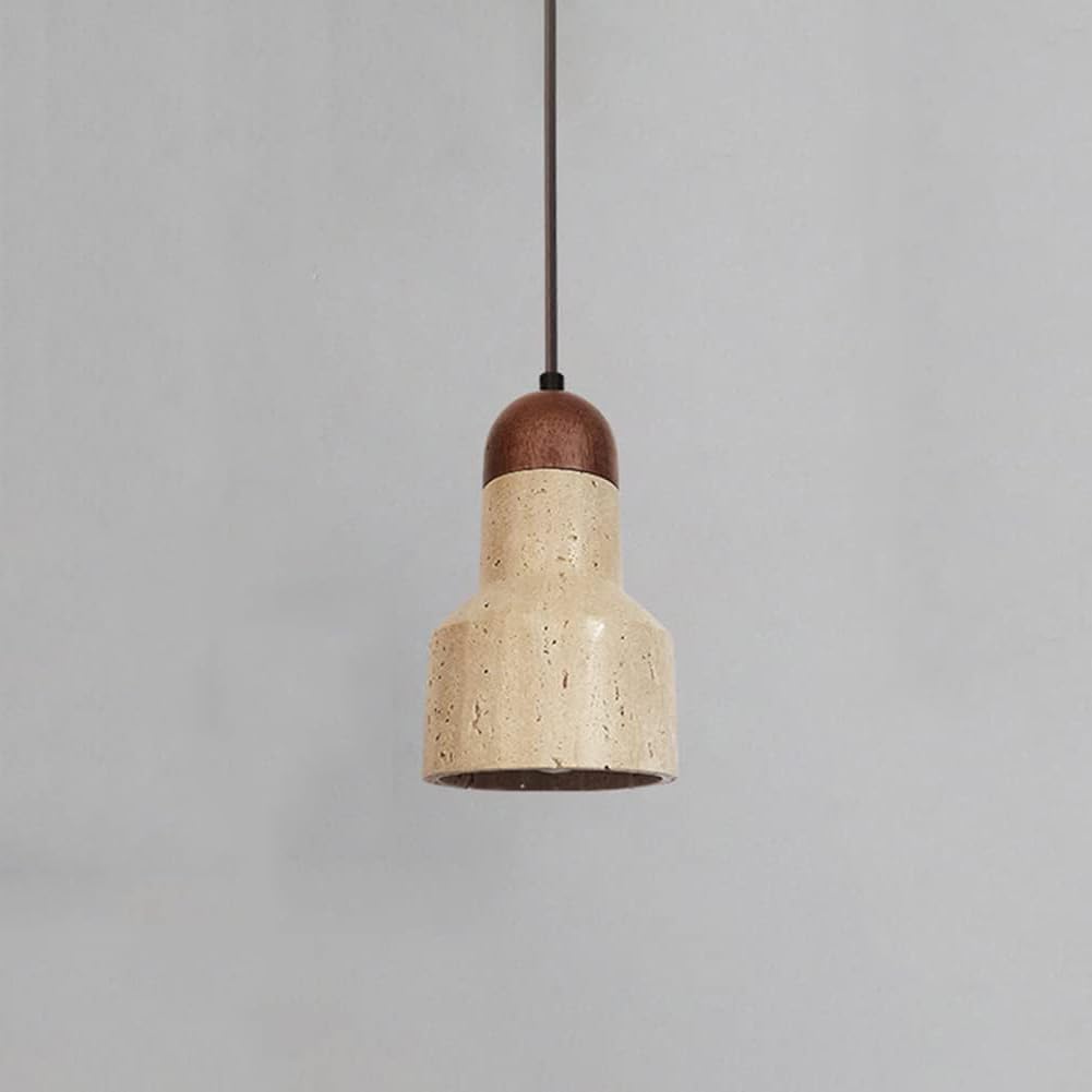 Walnoot Houten Hanglamp Steen Retro Cilinder Modern Design