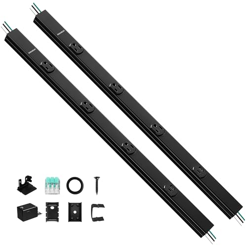 SURAIELEC 2-Pack Under Cabinet Hardwired Power Strip 24-Inch 3 TR Outlets with USB-A & USB-C Adjustable Plug Molding Under Cabinet Pre-Wired forKitchen Cabinets Workshop ETL Listed Black
