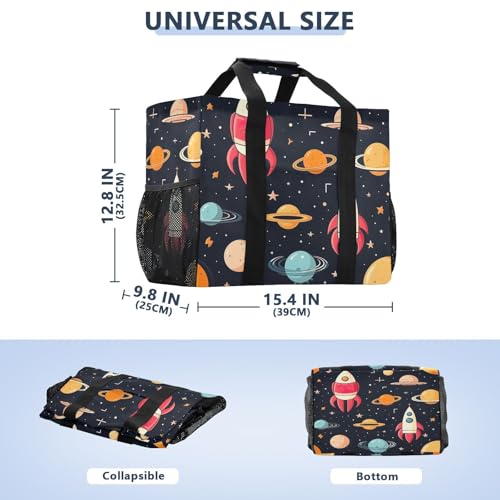 Nander Rockets and Spacecraft Foldable Tote Bag Waterproof Sandproof Women Beach Bag Handbag Gym Bag Travel Shopping Bag2