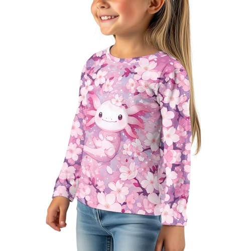 Image of Girls Cartoon Print Long Sleeve Graphic Tee Casual Crew Neck T-Shirts for 3-16 Years Little Girls