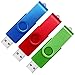 SunData 16GB USB 2.0 Flash Drive Swivel Design Thumb Drives Jump Drive Fold Storage Memory Stick (3Pack Blue Green Red)