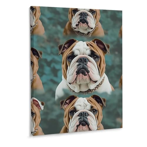 Toile bouledogue anglais 40x30 cm encadrée pour salon et cuisine