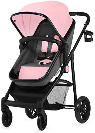 Kinderkraft Pram 3 in 1 Set JULI, Travel System, Baby Pushchair, Rear and Front Facing, Foldable, with Infant Car Seat, Accessories, Footmuff, Cupholder, from Birth to 3 Years, Pink