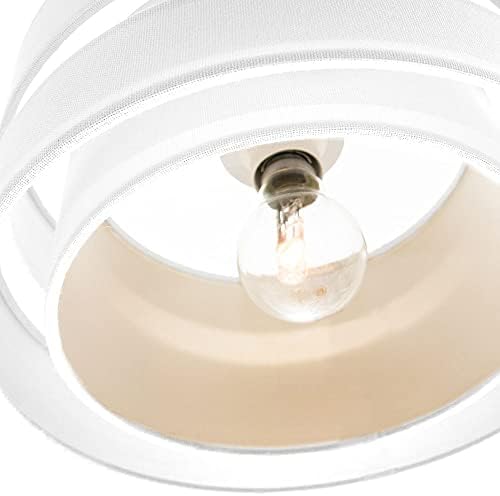 Contemporary Quality White Linen Fabric Triple Tier Ceiling Pendant Light Shade | 60w Maximum | Designer Style | 26cm Diameter by Happy Homewares