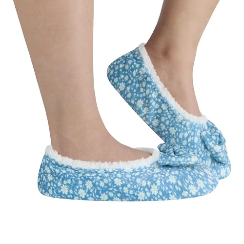 Image of Snoozies Ballerina Women Cute Slipper Socks Non Skid Sole and Soft Sherpa Lining