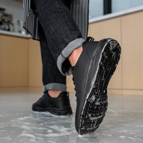 Image of LARNMERN Men's Non Slip Chef Shoes Slip On Leather Footwear