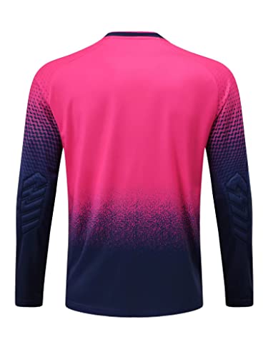 Loodgao Kids Boys Girls Soccer Goalkeeper Jersey V-Neck Long Sleeve Goalie Shirt Football Uniform Pink 9-10 Years #TOP2