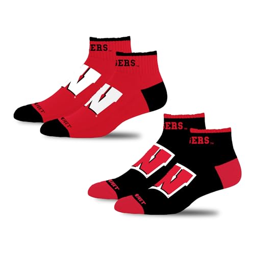 For Bare Feet NCAA WISCONSIN BADGERS Front and Center Two Pack Team Color LARGE