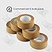 Lichamp Kraft Packing Tape, Brown Kraft Gummed Tape for Packing Boxes, Shipping Cardboard and Carton Sealing, 6 Rolls x 2 inch x 55 Yard x 7 mil, B206BN