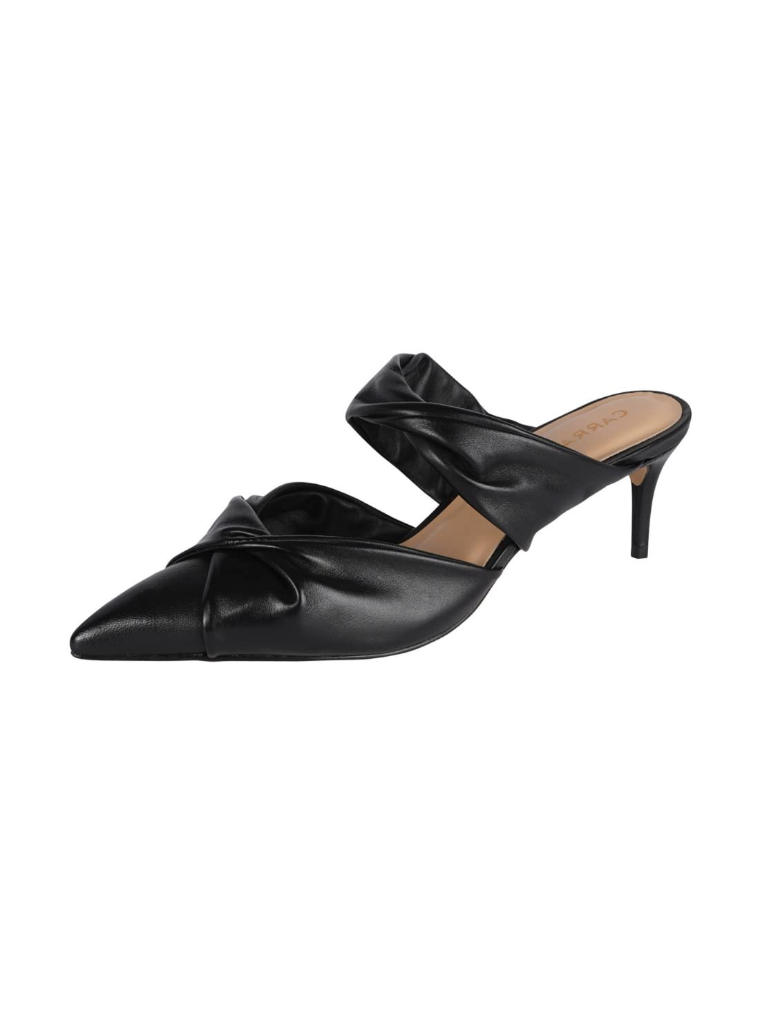 Carrano Ladies Open Back Mule Thin Heel Leather 439001 Cab102 37 Black