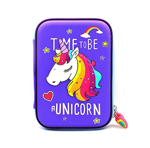 Image of Party Propz Polyester Unicorn Hard Case Pouch, Unicorn Pencil Box Stationery Box Pencil Case Pencil Case For Boys & Girls Pencil Pouch 3D Hardtop Eva Pencil Case, Multicolor