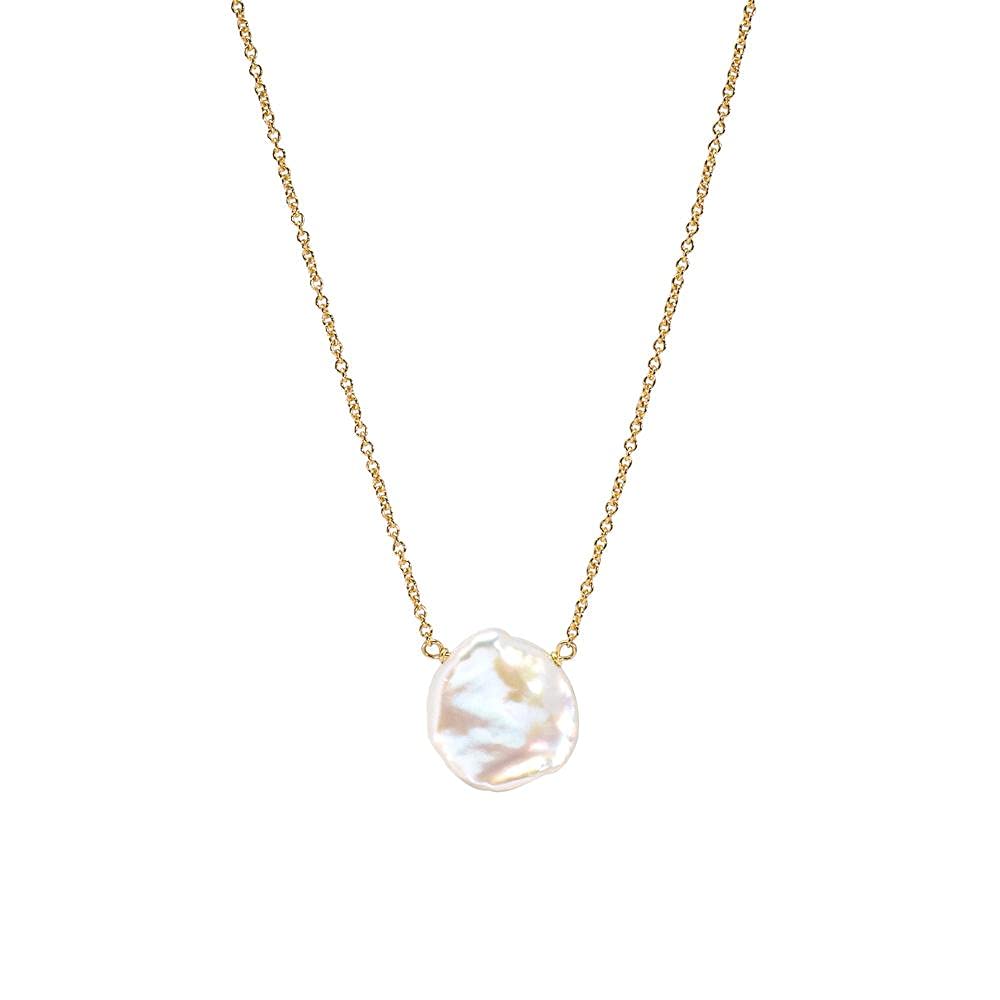 Dogeared White Keshi Pearl Gold Dipped Necklace