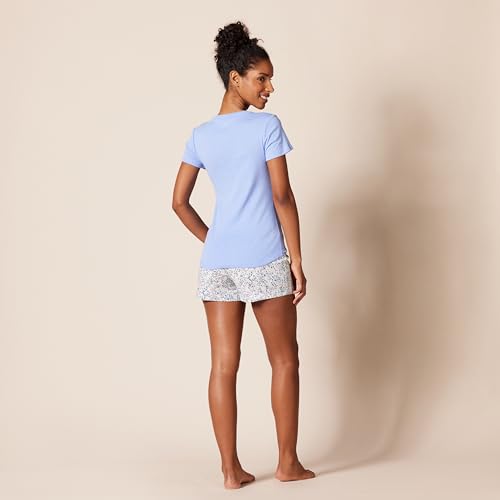Image of Amazon Essentials Women's Poplin Short and Sleep Tee Pajama Set