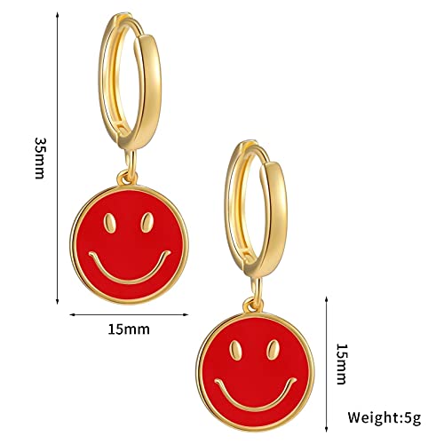 XiaoYing Dames sieraden vrouwen partij geschenk koperen smiley gezicht oorbellen punk stijl hanger oorbellen (Kleur: B… - Image 7
