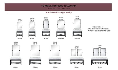 Image of TEHOME Brush Nickel Pivot Rectangle Bathroom Vanity Mirrror Farmhouse Tiltable Rounded Metal Framed Pivoting Bathroom Mirror with Beveled Mirrror, Overall 26.91 x 35 inches (Mirrror 23 x 35 inches)