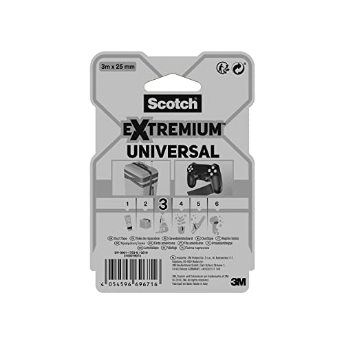 Image of Scotch Extremium Black Universal Duct Tape, 3 m x 25 mm
