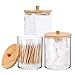 lankai 3 Pièces Porte-Qtip en Acrylique, Boîte à Coton-Tige Rond Pot, Boule de Coton-Tige Distributeur de Pots, pour Organiser Les Accessoires de Nettoyage Personnels de Salle de Bain Yaekay120
