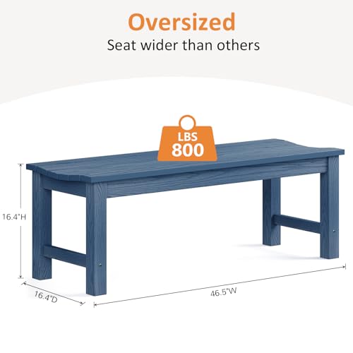 Image of Outdoor Bench Set of 2, 2-Person Patio Backless Benches, HIPS Weatherproof Garden Bench that Never Rot and Fade, Suit for Backyard, Church, Patio, Deck and Entryway (Blue)