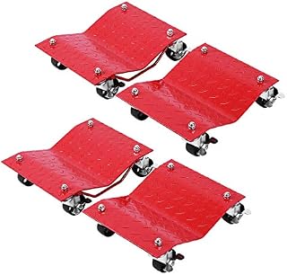VIVOHOME Heavy Duty 4 Tire Wheel Dolly Car Stakes 6000lbs Capacity Red