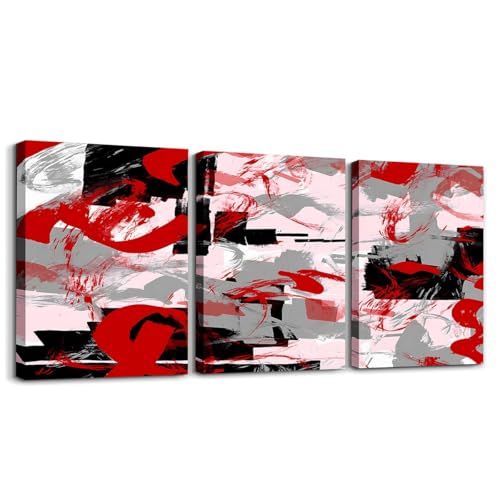 Toile murale abstraite pour salon chic - triptyque déco chambre à rayures 40x30cm