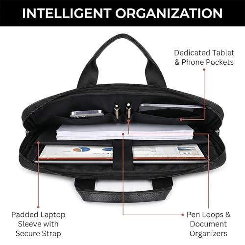 Image of EXIM Prime Laptop Bag for Men Office Use| Office Bag for Men| Vegan Leather Laptop Messenger Bag| Fits Up to 15.6 Inch Laptop| Business Briefcase with Handle and Shoulder Strap