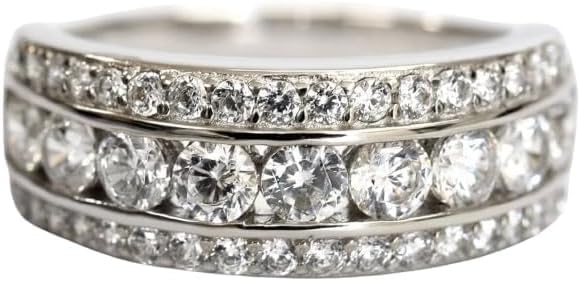 Drizzle Jewels 3.00Ct Round Cut Lab Created Diamond Channel Set Half Eternity Wedding Band Ring 14K White Gold Finish 925 Sterling Silver (White 6.5)