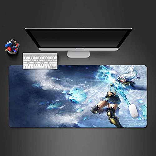 Tapis de souris XXL jeu bleu grand format pour gamer PC