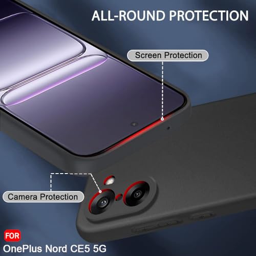 Image of TheGiftKart Sleek Back Cover Case for OnePlus Nord CE 5 5G | Slim Fit Protective Design | Ultra Matte Finish | Camera Protection Bump | Soft Back Cover Case for OnePlus Nord CE5 5G (Silicone, Black)