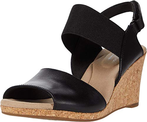 Clarks Women's Lafley Lily Sandal, Black Leather/Textile Combi, 070 M US