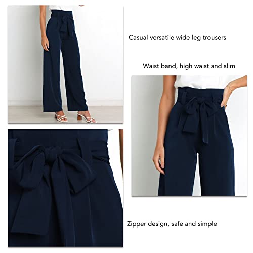 Vrouwen Wijde Pijpen Broek Hoge Taille Broek met Onzichtbare Gesp en Rits Effen Broek met Tailleband Vrouwen Pak Broek - Afbeelding 3