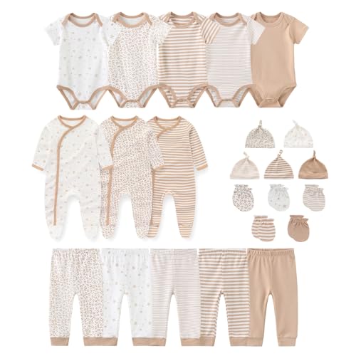 Image of JELYLOVE Unisex Baby Boy Girl Bodysuits And Pants Sets 23 pack Cotton New born Clothing Comfort Infant Birthday Outfit