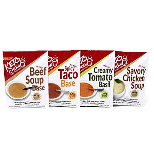 Keto Chow Savory Variety Bundle | Keto Meal Replacement Shake | Nutritionally Complete | Low Carb | Delicious Easy Meal Substitute | You Choose The Fat | Single Meal Samples
