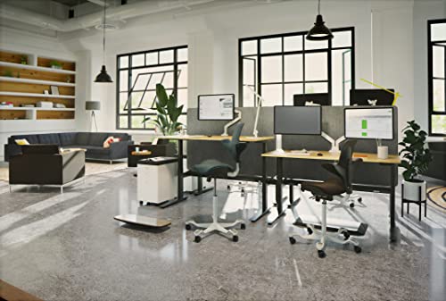 Image of HAG Capisco Puls Adjustable Standing Desk Chair - White Frame - Fathom Blue Full Cushion