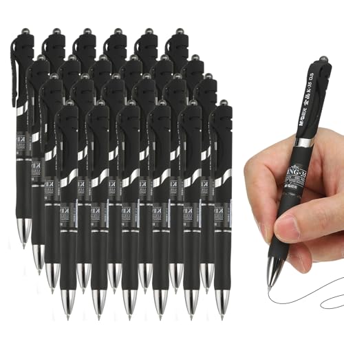 Set de 24 bolígrafos gel retractiles 0.5mm tinta negra