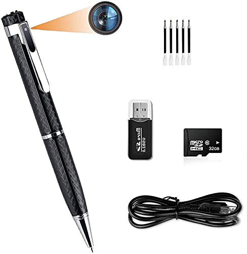Hidden Spy Camera Pen,with HD 1080P Video Recorder Security Cam with USB Cable, 32GB Micro SD Card, Card Reader, 5 Refills for Business, Conference, Securit