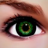 Circle Lenses - Lentillas de color BABE GREEN + recipiente de LENZERA en verde, blandas, sin dioptrías pack de 2 unidades - cómodas y perfectas para Halloween, Carnaval, sin corregir