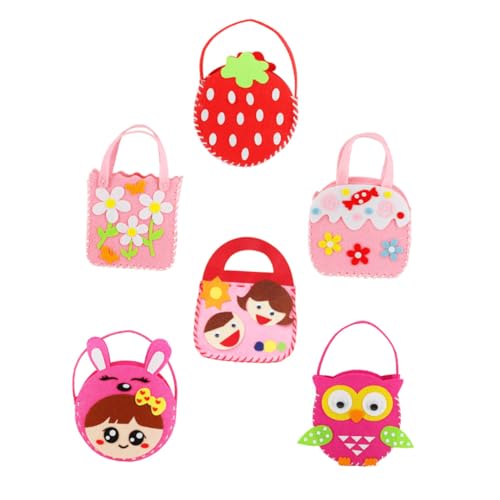 COSMEVIVI 6 juegos Kit Manualidades Bolsos Fieltro No Tejido Diseños DIY para Regalos Cumpleaños Navidad Enseñanza Costura Segura Divertida