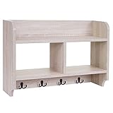 Mendler Wandgarderobe HWC-C68, Garderobe Regal, 4 Haken 2 Regalfächer, 41x60x19cm 3D-Struktur - Eiche-Optik