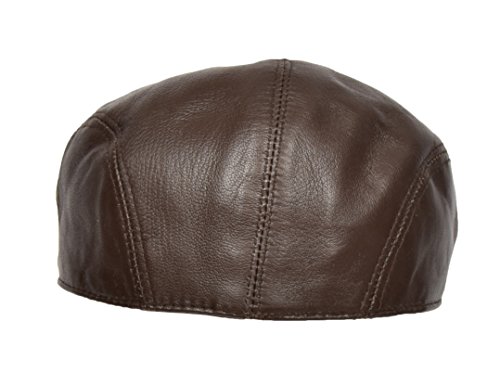 Casquette plat en cuir véritable marron de style Gatsby rétro chic - 3