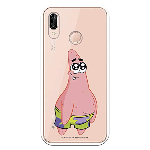 Funda para Huawei P20 Lite Oficial de Bob Esponja Patricio Sonriendo para Proteger tu móvil. Carcasa para Huawei de Silicona Flexible con Licencia Oficial de Nickelodeon.