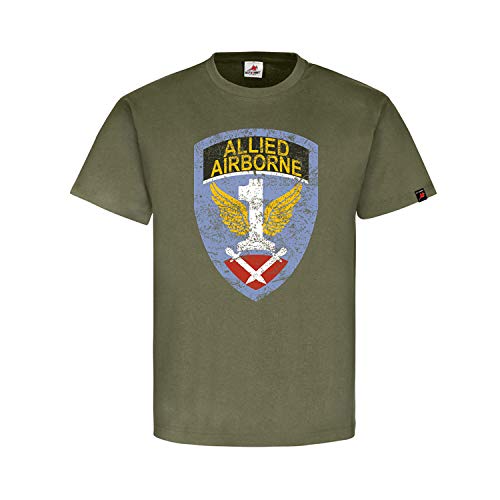 T-shirt avec blason First Allied Airborne vert XL vêtement militaire homme